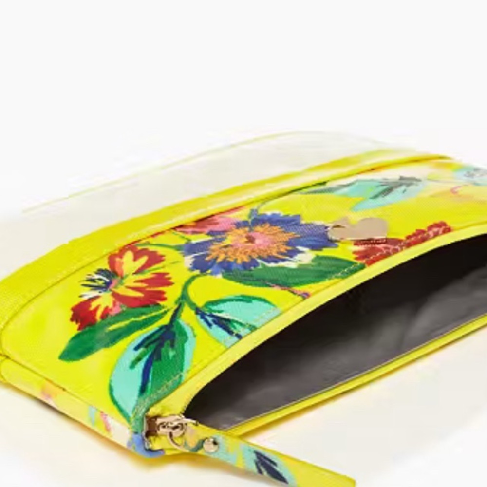 Kate Spade Willow Road Gia Yellow Cosmetic Bag with Floral Design